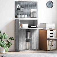 Bureau met plank Grijs 71,5 x 31,5 x 106,5 cm Bewerkt hout