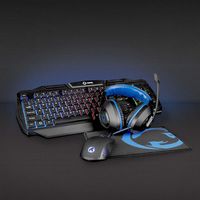 Gaming Combo Kit | 4-in-1 | Toetsenbord, Koptelefoon, Muis en Muismat | Zwart/Blauw | QWERTY | Spaanse indeling Gaming Combo Kit | 4-in-1 | Toetsenbord, Koptelefoon, Muis en Muismat | Zwart/Blauw | QWERTY | Spaanse indeling