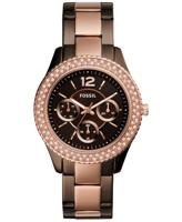 Fossil Dameshorloge ES4079 &apos;Stella&apos; multifunctioneel kristal tweekleurig roestvrij staal