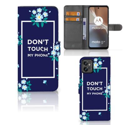 Motorola Moto G32 Portemonnee Hoesje Flowers Blue DTMP Motorola Moto G32 Portemonnee Hoesje Flowers Blue DTMP