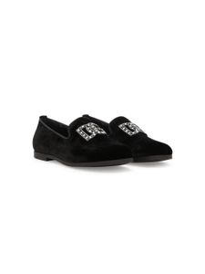 Dolce & Gabbana Kids chaussons à ornements strassés - Noir