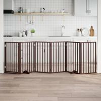 VidaXL Hondenhek met deur opvouwbaar 6 panelen bruin 300 cm populierenhout