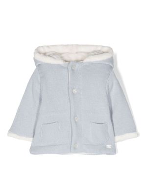 Tartine Et Chocolat cardigan boutonné à capuche en coton mélangé - Bleu