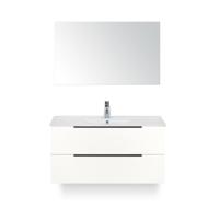 Seville Badmeubelset 100 cm - Wit Hoogglans Edge greep - Wastafel Enjoy - met Spiegel