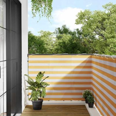 Balkonscherm Geel en Wit Gestreept 120x800 cm