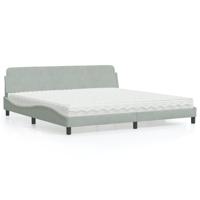 Bed met matras "Dover" fluweel lichtgrijs 200x200 cm