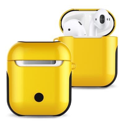 Gelakt PC Bluetooth koptelefoon Case anti-verloren opbergtas voor Apple AirPods 1/2 (geel)