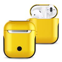 Gelakt PC Bluetooth koptelefoon Case anti-verloren opbergtas voor Apple AirPods 1/2 (geel)
