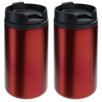 2x Thermosbekers/warmhoudbekers metallic rood 250 ml