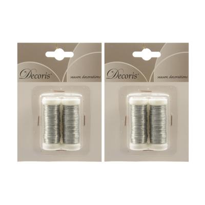 Binddraad/wikkeldraad - 4x rolletjes - zilver - 30 m x 0,3 mm - hobbydraad/bloemendraad Binddraad/wikkeldraad - 4x rolletjes - zilver - 30 m x 0,3 mm - hobbydraad/bloemendraad