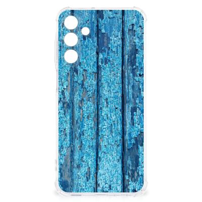 Samsung Galaxy A15 Stevig Telefoonhoesje Wood Blue Samsung Galaxy A15 Stevig Telefoonhoesje Wood Blue