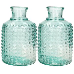 Bloemenvaas - 2x - Apotheker Fles model - transparant - 3D glas - H20 x D12 cm