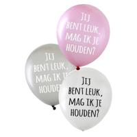 Valentijn thema ballonnen - 6x stuks - jij bent leuk, mag ik je houden - latex - versieringen