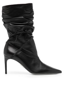 René Caovilla bottines en cuir à fronces 80 mm - Noir