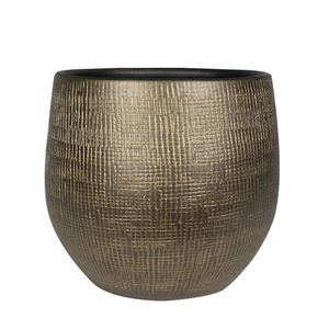 Steege Plantenpot/bloempot - keramiek - metal goud - 27 x 28 cm - Plantenpotten