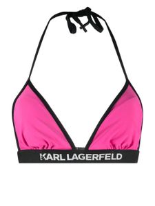 Karl Lagerfeld haut de bikini à bande logo - Rose