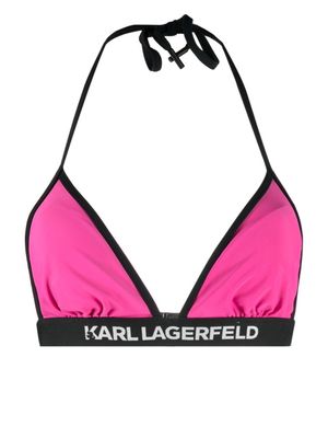 Karl Lagerfeld haut de bikini à bande logo - Rose