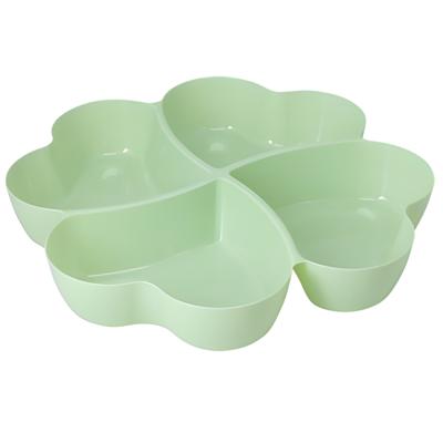 Snackschaal / serveerschaal bloem - met vakverdeling - groen - kunststof - D32 cm - Serveerschalen