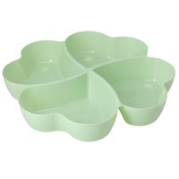 Snackschaal / serveerschaal bloem - met vakverdeling - groen - kunststof - D32 cm - Serveerschalen