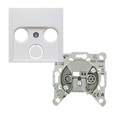 Berker S1 cai contactdoos EDC1000 met inzetplaat alpine wit ral 9010 glanzend