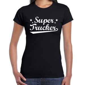 Super trucker t-shirt zwart dames - beroepen shirt