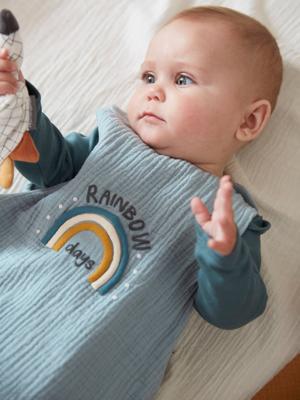 Speciale zomerslaapzak van biologisch katoengaas* MINI ZOO blauw
