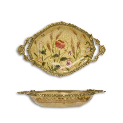 A BRONZE MOUNTED PORCELAIN SMALL DISH