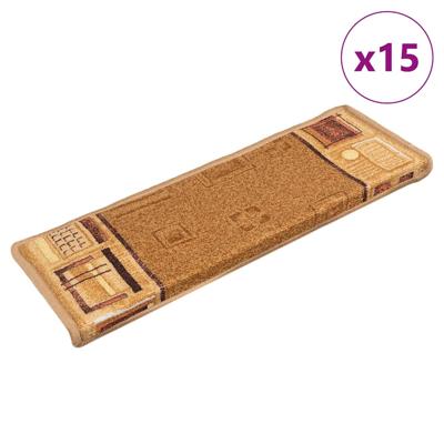 VidaXL Trapmatten zelfklevend 15 st 65x21x4 cm beige
