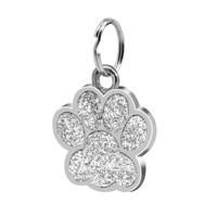 5 PC'S metalen huisdier tag zink legering identiteitskaart footprint belettering dog tag (zilver)