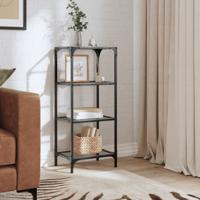 VidaXL Opbergrek met transparant glazen blad 40x30x95 cm staal