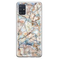 Samsung Galaxy A51 siliconen hoesje - Marmer bruin blauw