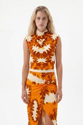 Gedrapeerd T-shirt tie-dye - ORANGE - M
