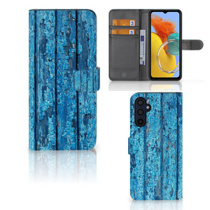 Samsung Galaxy M14 Book Style Case Wood Blue