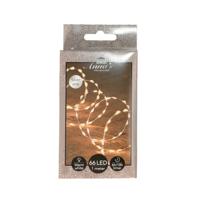 Draadverlichting lichtsnoer - 66 led lampjes - warm wit - zilver draad - 100 cm - lichtdraad