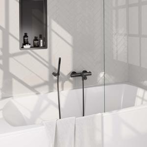 Brauer Gunmetal Carving Badkraan - douchegarnituur - handdouche staaf 1 stand - carving knop - PVD - geborsteld gunmetal 5-GM-246
