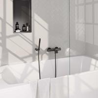Brauer Gunmetal Carving Badkraan - douchegarnituur - handdouche staaf 1 stand - carving knop - PVD - geborsteld gunmetal 5-GM-246