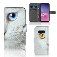 Samsung Galaxy S10e | Telefoonhoesje | Met pasjeshouder | Witte Kat