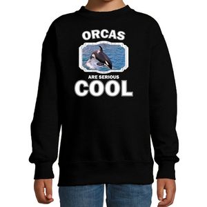 Sweater orcas are serious cool zwart kinderen - orka walvissen/ grote orka trui