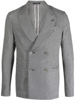 Emporio Armani blazer croisé à motif pied-de-poule - Noir