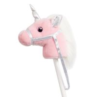 Speelgoed stokpaardje roze eenhoorn met geluid 94 cm - thumbnail