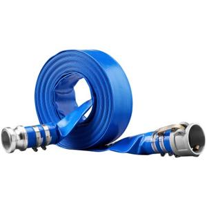 VEVOR industrieslang 50,8mmx15,24m platte slang PVC brandslang 58 PSI (4 bar) werkdruk rioolslang 174 PSI (12 bar) barstdruk bouwslang met Camlock C/E aansluitingen, 4 klemmen