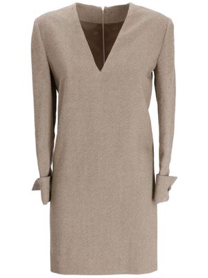 Golden Goose robe courte en laine à col v - Marron