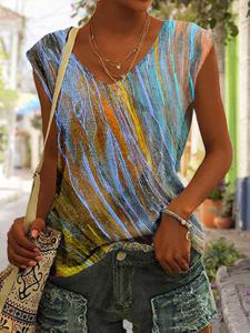 Casual Ombre Loose Cotton-Blend T-Shirt