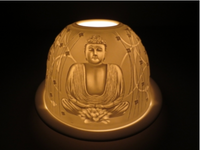 Porselein theelichthouder boeddha - Home & Living - Spiritueelboek.nl - thumbnail