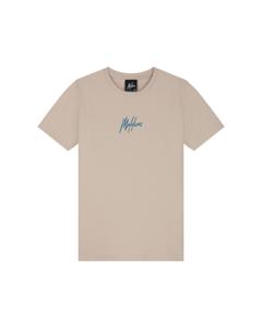 Malelions Zomer t-shirt jongens - taupe - Signature - gestreept