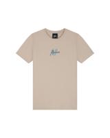 Malelions Zomer t-shirt jongens - taupe - Signature - gestreept