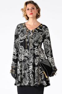 Yoek Shirt wide bot ketting SUE | Zwart | Maat S