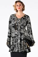 Yoek Shirt wide bot ketting SUE | Zwart | Maat XXL