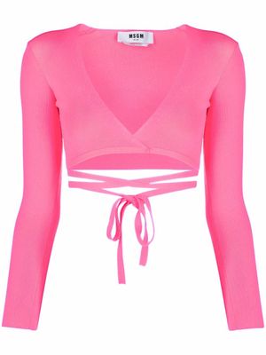 MSGM haut crop à détail de laçage - Rose