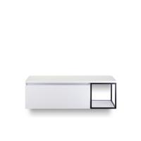 Frozen Badmeubelset 140 cm - Greeplijst in kleur - Zwart Frame - Wastafel Bovenblad Wit Hoogglans